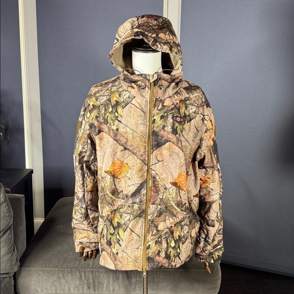 Wasoto Men’s Camo Heated Zip Front Hooded Jacket with Battery Pack Size L NWT